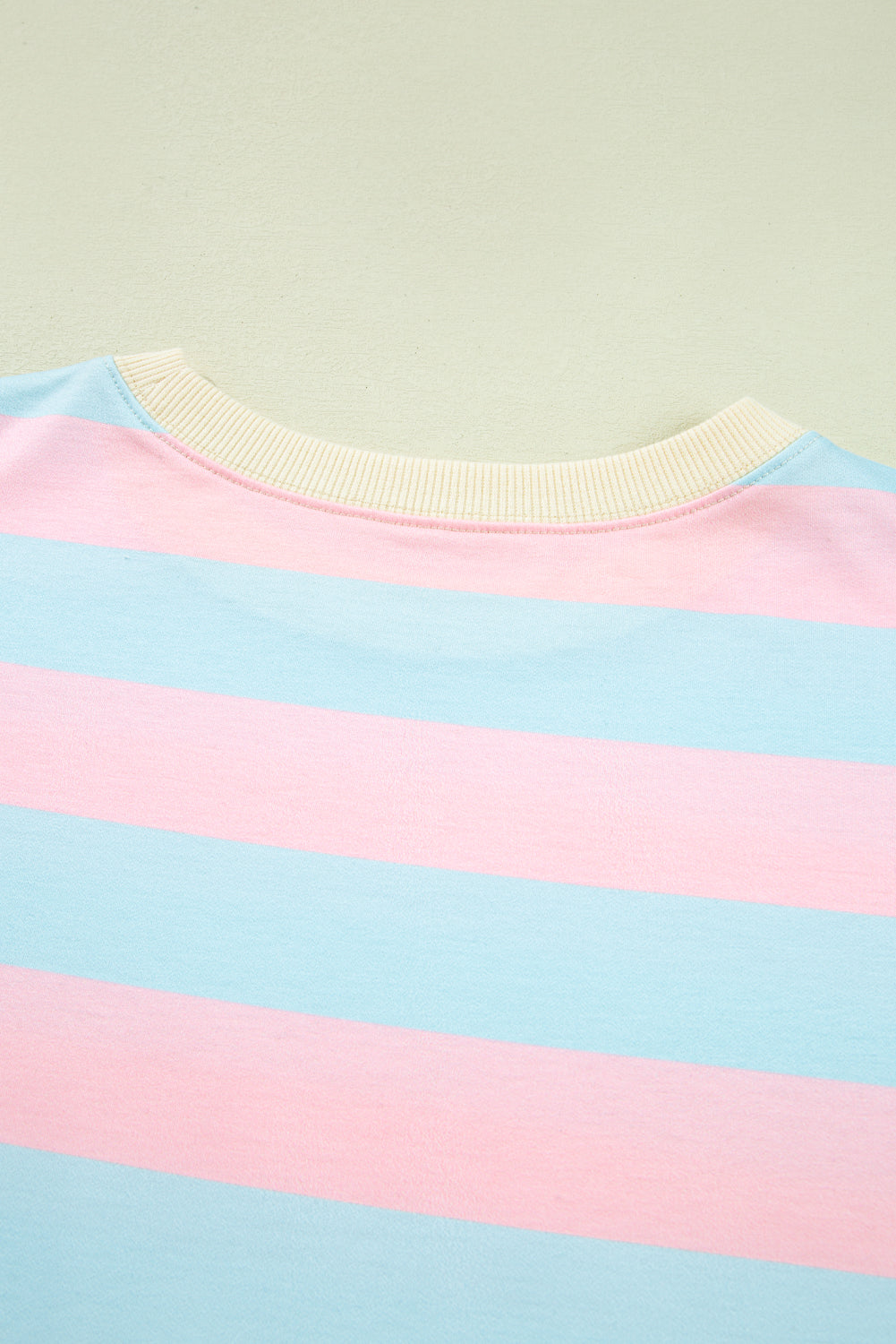 Sky Blue Stripe Drop Shoulder Crewneck Plus Size Sweatshirt