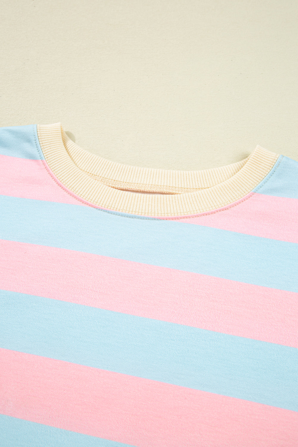 Sky Blue Stripe Drop Shoulder Crewneck Plus Size Sweatshirt