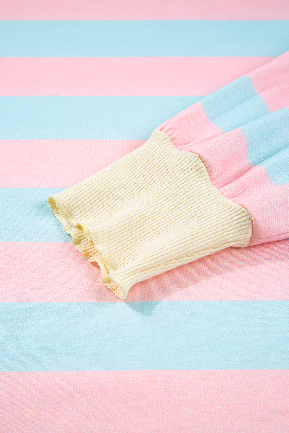 Sky Blue Stripe Drop Shoulder Crewneck Plus Size Sweatshirt